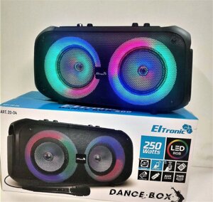 Беспроводная портативная bluetooth колонка Eltronic DANCE BOX 200 арт. 20-04 с проводным микрофоном, LED-подсветкой и