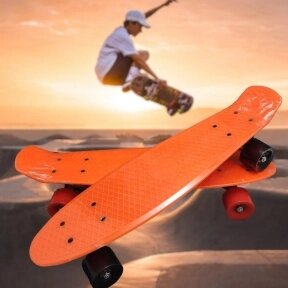 Распродажа Скейтборд Пенни Борд (Penny Board) однотонный, матовые колеса 2 дюйма (цвет микс), до 60 кг. Оранжевый