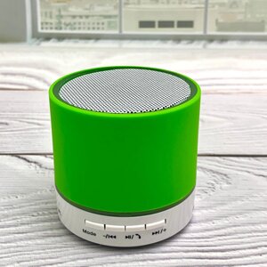 Портативная беспроводная Bluetooth колонка с подсветкой Mini speaker (TF-card, FM-radio). Зеленая