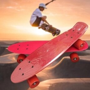 Распродажа Скейтборд Пенни Борд (Penny Board) однотонный, матовые колеса 2 дюйма (цвет микс), до 60 кг. Красный