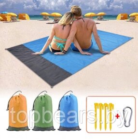 Пляжный водоотталкивающий коврик 210х200 см. / Покрывало - подстилка для пляжа и пикника анти-песок Голубой