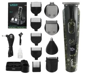 Электрическая машинка триммер 5 в 1 для стрижки волос, бритья бороды VGR V-102, мужская электро бритва