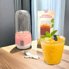 Портативный мини блендер для смузи и коктейлей Portable Juice Blender DM-888 ( емкость 400 ml) Розовый