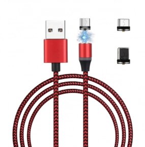 Магнитный кабель USB - Lightning X-Cable Metal Magnetic 360 для Aplle, Micro-USB, Type-C Красный