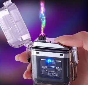 Электронная водонепроницаемая пьезо зажигалка - фонарик с USB зарядкой LIGHTER Черная