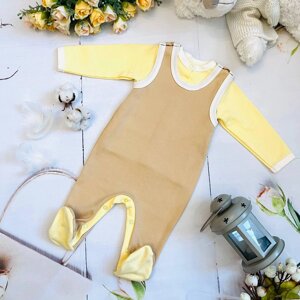 Комплект одежды из 2 предметов для новорожденного (кофточка, полукомбинезон) Bebika, натуральный хлопок