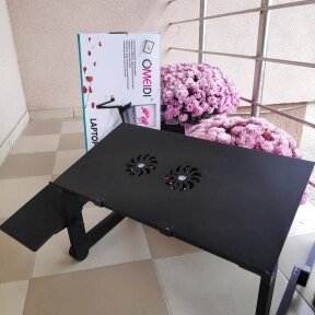 Складной cтолик трансформер для ноутбука Multifunctional Laptop Table Т6 с охлаждением, два вентилятора и подставка