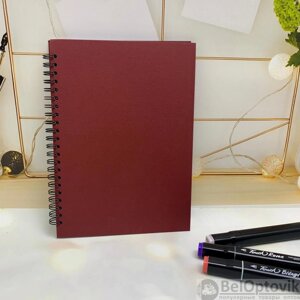 Скетчбук блокнот "Sketchbook" с плотными листами для рисования (А5, белая бумага, спираль, 40 листов), красный