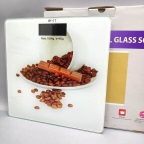 Весы электронные напольные стеклянные с LED дисплеем Personal glass scale 28.00 х 28.00 см, до 180 кг Кофе
