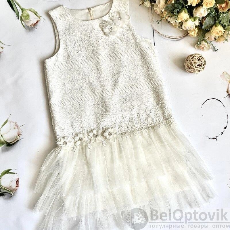 Платье нарядное для девочки Bebika (17/30-9), верх: 100% полиэстер, подкладка: 100% натуральный хлопок Белое, от компании ART-DECO МАРКЕТ - магазин товаров для дома - фото 1