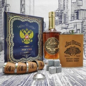 Подарочный набор Jim Beam (фляжка 250мл., воронка, 4 рюмки) Оранжево-коричневый от компании bel-ok - магазин товаров для дома - фото 1