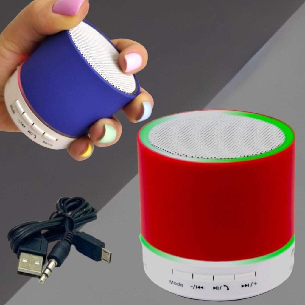 Портативная беспроводная Bluetooth колонка с подсветкой Mini speaker (TF-card, FM-radio). Красная от компании ART-DECO МАРКЕТ - магазин товаров для дома - фото 1