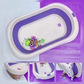 Портативная детская складная ванночка для купания Baby swim (с рождения до 2 лет) Фиолетовая/розовая от компании ART-DECO МАРКЕТ - магазин товаров для дома - фото 1