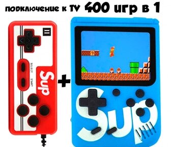 Портативная приставка с джойстиком Retro FC Game Box PLUS Sup Dendy 3 400in1 Синий с красным джойстиком от компании bel-ok - магазин товаров для дома - фото 1