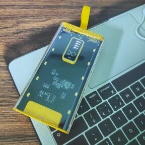 Портативное зарядное устройство Power Bank 10000mAh CYBERPUNK Style с индикатором батареи Желтый от компании ART-DECO МАРКЕТ - магазин товаров для дома - фото 1