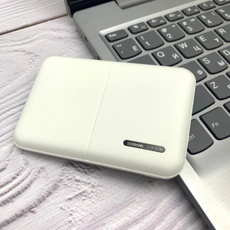 Портативное зарядное устройство Power Bank 5000mAh Kinetic, с индикатором заряда Белый от компании bel-ok - магазин товаров для дома - фото 1