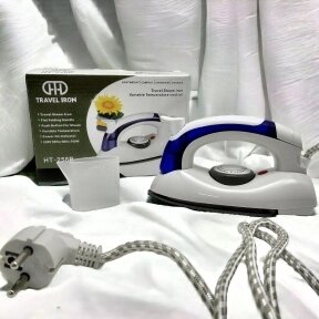 Портативный складной утюг Travel Iron HT-258B с керамическим покрытием от компании bel-ok - магазин товаров для дома - фото 1