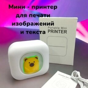 Портативный USB мини принтер Portable Mini Printer для термопечати (батарея 800мАч, 1 рулон термобумаги в комплекте) от компании bel-ok - магазин товаров для дома - фото 1