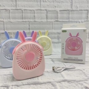 Портативный USB-вентилятор с Ушками Mini FAN SQ-2144/2 скорости обдува Розовый от компании bel-ok - магазин товаров для дома - фото 1