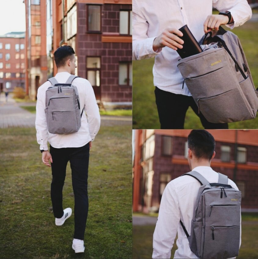 Рюкзак 3в1 BackPack Urban с USB и отделением для ноутбука до 17". Серый от компании bel-ok - магазин товаров для дома - фото 1