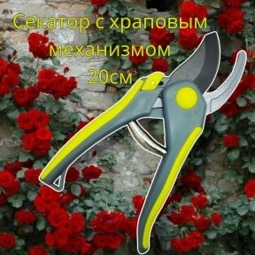 Секатор - сучкорез садовый с храповым механизмом My Garden 20 см. / Стальные лезвия, прорезиненная рукоятка от компании bel-ok - магазин товаров для дома - фото 1