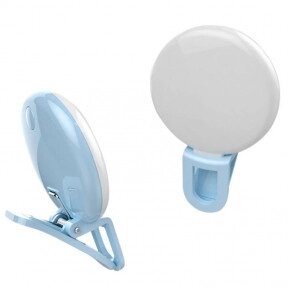 Селфи - вспышка (подсветка) с зажимом Mini Q, USB, 3 уровня яркости Голубой от компании ART-DECO МАРКЕТ - магазин товаров для дома - фото 1
