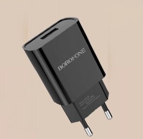 Сетевое зарядное устройство Borofone DC 5V-5.1A / выход USB-А 2.1 A / адаптер зарядный с одним портом USB Черный от компании bel-ok - магазин товаров для дома - фото 1