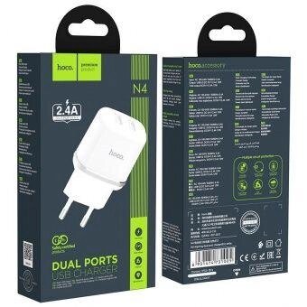 Сетевое зарядное устройство N4 Aspiring dual port charger (EU) белый hoco 2,4A от компании ART-DECO МАРКЕТ - магазин товаров для дома - фото 1