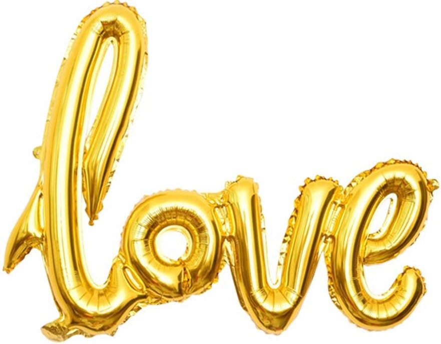 Шар (22''/56 см) Фигура, Надпись "Love", Золото, 1 шт. от компании ART-DECO МАРКЕТ - магазин товаров для дома - фото 1