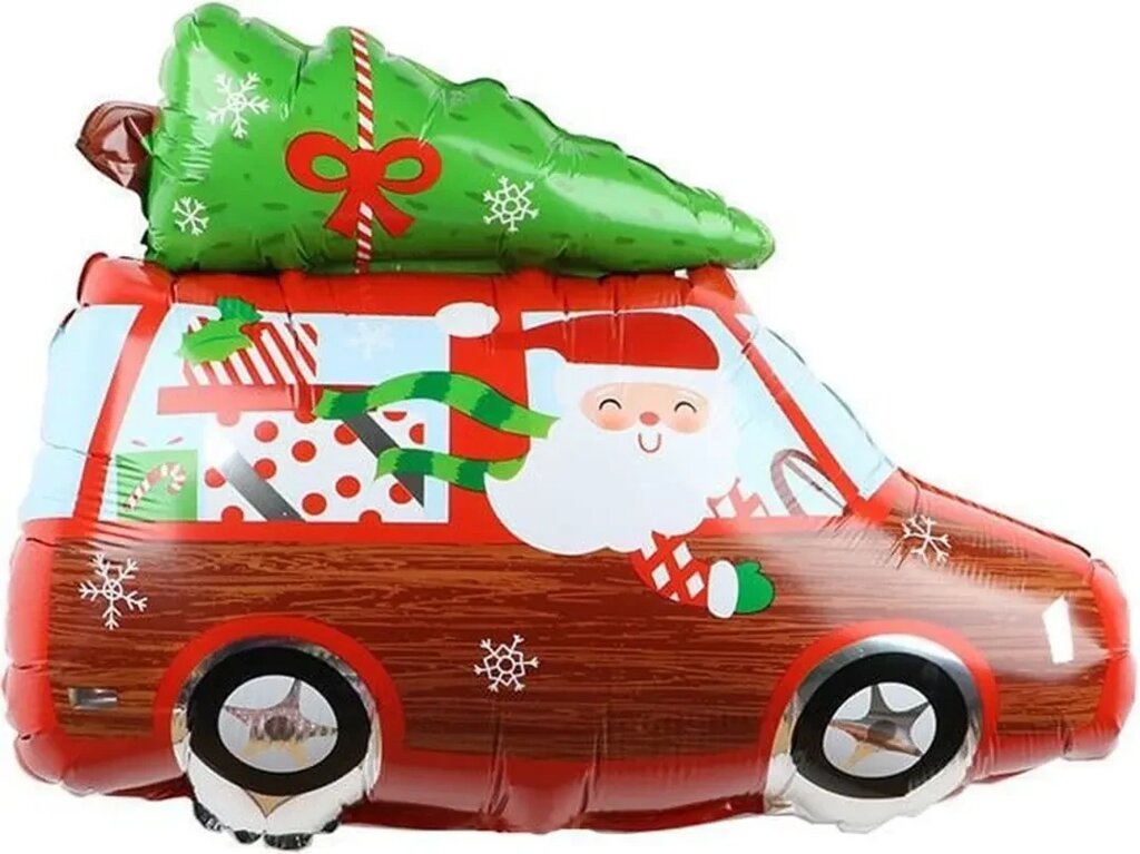 Шар (27''/69 см) Фигура, Автомобиль Деда Мороза, 1 шт. от компании ART-DECO МАРКЕТ - магазин товаров для дома - фото 1
