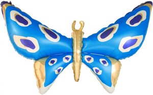 Шар 3D (45/114 см) Фигура, Бабочка, Карнавальные крылья, Голубой, 1 шт.