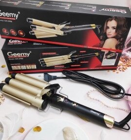 Щипцы плойка Geemy GM-2988  для завивки волос 3-х волновая с керамическим покрытием от компании ART-DECO МАРКЕТ - магазин товаров для дома - фото 1