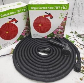 Шланг саморасширяемый садовый для воды Magic Garden Hose (8.5m - 35.3m) NEW ОРИГИНАЛ с пулевизатором Черный от компании bel-ok - магазин товаров для дома - фото 1