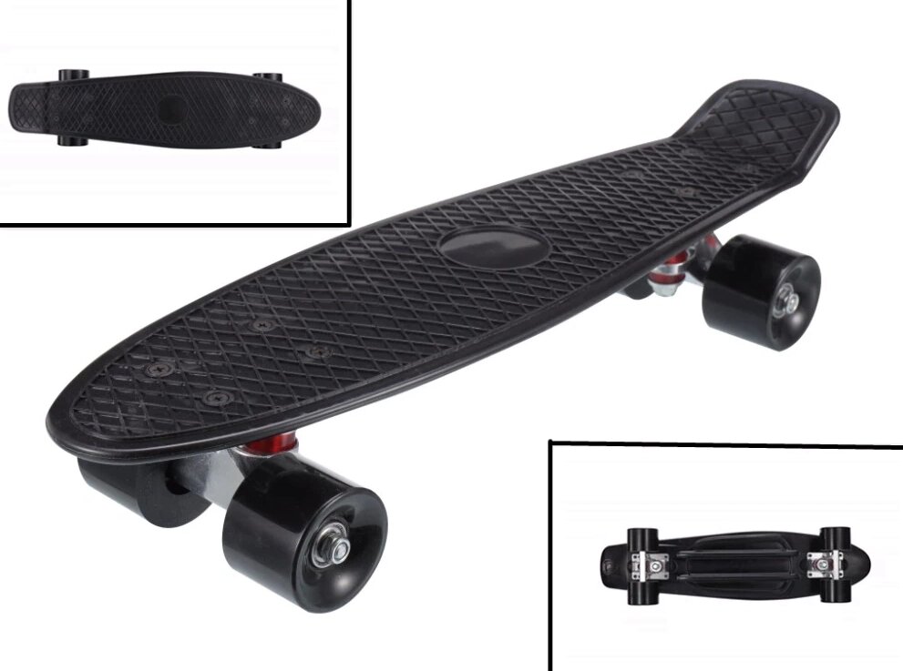 Скейт Пенни Борд (Penny Board) однотонный, матовые колеса 2 дюйма (цвет микс), до 60 кг.  Черный от компании bel-ok - магазин товаров для дома - фото 1