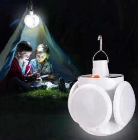 Складная кемпинговая подвесная лампа на 4 лепестка Solar emergency charging lamp 2029 (USBсолнечная батарея, 5 режимов от компании bel-ok - магазин товаров для дома - фото 1