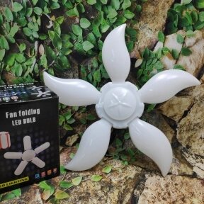 Складная светодиодная лампа в форме цветка Fan folding Led Bulb 75W E27 с пятью лопастями - лепестками (белая) от компании bel-ok - магазин товаров для дома - фото 1