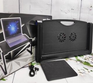 Складной cтолик трансформер для ноутбука  Multifunctional Laptop Table T9 New с 2-мя вентиляторами и подставкой для от компании bel-ok - магазин товаров для дома - фото 1