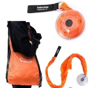 Сумка шоппер складная Nautiloop Roll-Up Bag для покупок Оранжевая от компании ART-DECO МАРКЕТ - магазин товаров для дома - фото 1