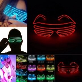 Светодиодные очки EL Wire для вечеринок с подсветкой (три режима подсветки) Красные от компании ART-DECO МАРКЕТ - магазин товаров для дома - фото 1