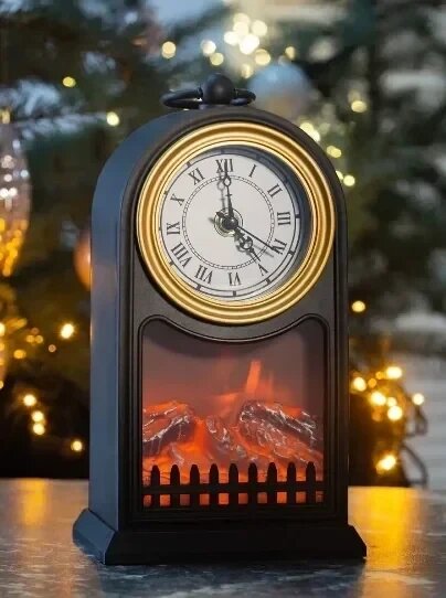 Светодиодный мини-камин настольный декоративный "Старинные часы" с эффектом живого пламени+ подарок от компании ART-DECO МАРКЕТ - магазин товаров для дома - фото 1