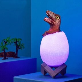 Светодиодный ночник Мезозой (лампа - ночник) 3D Динозавр игрушка с пультом управления, 16 цветов Фаброзавр от компании ART-DECO МАРКЕТ - магазин товаров для дома - фото 1