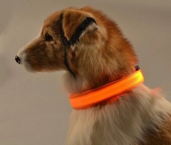 Светящийся ошейник для собак (3 режима) Glowing Dog Collar Оранжевый М (MAX 45 sm) от компании ART-DECO МАРКЕТ - магазин товаров для дома - фото 1