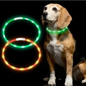 Светящийся ошейник для собак (3 режима, зарядка USB)  Зеленый (Green), размер М от компании ART-DECO МАРКЕТ - магазин товаров для дома - фото 1