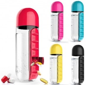 Таблетница-органайзер на каждый день Pill  Vitamin Organizer с бутылкой для воды  Красный от компании ART-DECO МАРКЕТ - магазин товаров для дома - фото 1