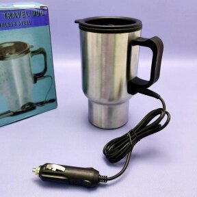 Термокружка с подогревом от прикуривателя авто HEATED TRAVEL MUG STAINLESS STEEL от компании bel-ok - магазин товаров для дома - фото 1