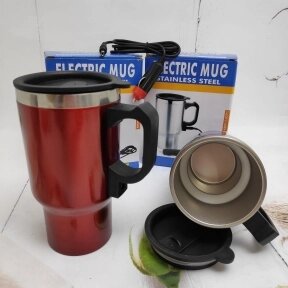 Термокружка с подогревом от прикуривателя  ELECTRIC MUG STAINLESS STEEL 140Z Красная от компании bel-ok - магазин товаров для дома - фото 1