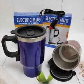 Термокружка с подогревом от прикуривателя  ELECTRIC MUG STAINLESS STEEL 140Z Синяя от компании bel-ok - магазин товаров для дома - фото 1