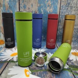 Термос Life Vacuum CUP с прорезиненным покрытием, 500 мл. Салатовый от компании bel-ok - магазин товаров для дома - фото 1