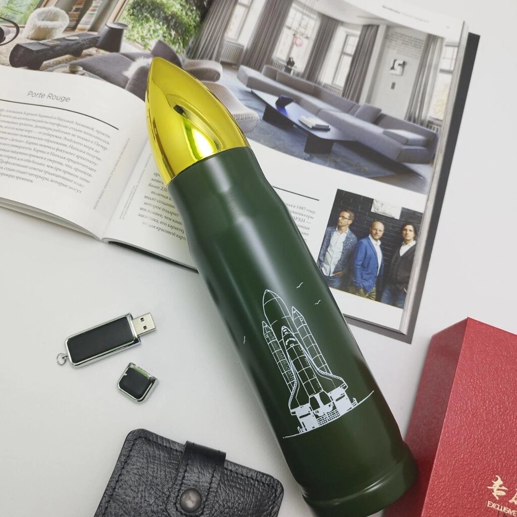 Термос "Пуля" , 500 мл. / Нержавеющая сталь / Лучший подарок, Зеленый от компании ART-DECO МАРКЕТ - магазин товаров для дома - фото 1