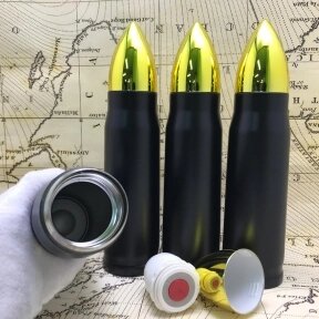 Термос в форме пули No Name Bullet Vacuum Flask, 500 мл Черный без принта от компании bel-ok - магазин товаров для дома - фото 1